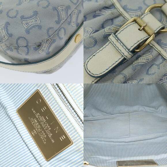 CELINE C Macadam Canvas Shoulder Bag Light Blue - Picture 11 of 13